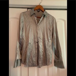 Silver Ann Taylor Silk Top size 8